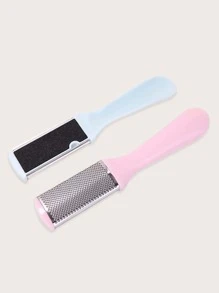 1pc Stainless Steel Foot Callus Remover, Creative Random Color Double-Side Foot Dead Skin Remover With Plastic Handle - Multicolor - View 3