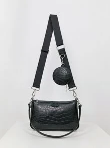 Không thấm nước , Nhẹ , Thương vụ Hàng ngày Dập nổi cá sấu Cái túi Với Coin Case Đối với Cô gái tuổi teen NỮ Cao đẳng Sinh viên , & Cổ cồn trắng Công nhân
工人 Hoàn hảo Cho văn phòng , Cao đẳng , Làm việc , Làm Việc  , Commute - màu đen - Xem 1