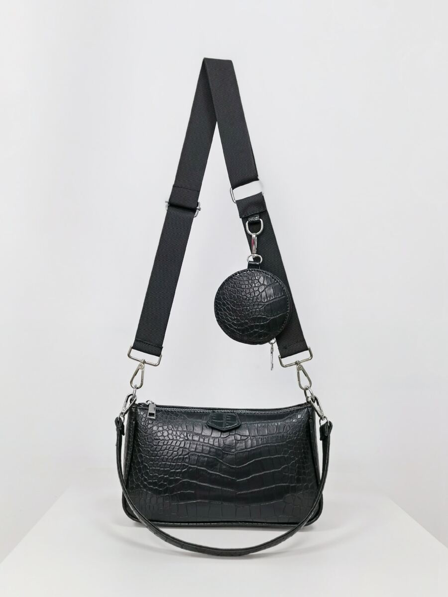 Không thấm nước , Nhẹ , Thương vụ Hàng ngày Dập nổi cá sấu Cái túi Với Coin Case Đối với Cô gái tuổi teen NỮ Cao đẳng Sinh viên , & Cổ cồn trắng Công nhân
工人 Hoàn hảo Cho văn phòng , Cao đẳng , Làm việc , Làm Việc  , Commute - màu đen - Xem 1