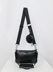 Không thấm nước , Nhẹ , Thương vụ Hàng ngày Dập nổi cá sấu Cái túi Với Coin Case Đối với Cô gái tuổi teen NỮ Cao đẳng Sinh viên , & Cổ cồn trắng Công nhân
工人 Hoàn hảo Cho văn phòng , Cao đẳng , Làm việc , Làm Việc  , Commute - màu đen - Xem 4