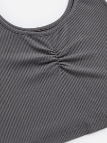 SHEIN EZwear Ruched Bust Crop Tank Top - Grey - View 5