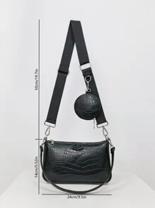 Không thấm nước , Nhẹ , Thương vụ Hàng ngày Dập nổi cá sấu Cái túi Với Coin Case Đối với Cô gái tuổi teen NỮ Cao đẳng Sinh viên , & Cổ cồn trắng Công nhân
工人 Hoàn hảo Cho văn phòng , Cao đẳng , Làm việc , Làm Việc  , Commute - màu đen - Xem 7