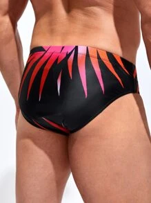 Manfinity Men Graphic Print Swim Brief - Black - View 2