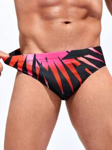Manfinity Men Graphic Print Swim Brief - Black - View 3