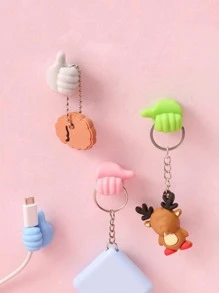 4pcs Gesture Design Random Color Wall Hook, Self Adhesive Creative Hook For Home Decor - Multicolor - View 1