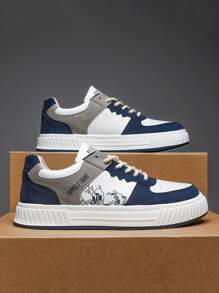 Giày thể thao nam Khối Màu Lá thư Ren lên - trắng - Xem 1