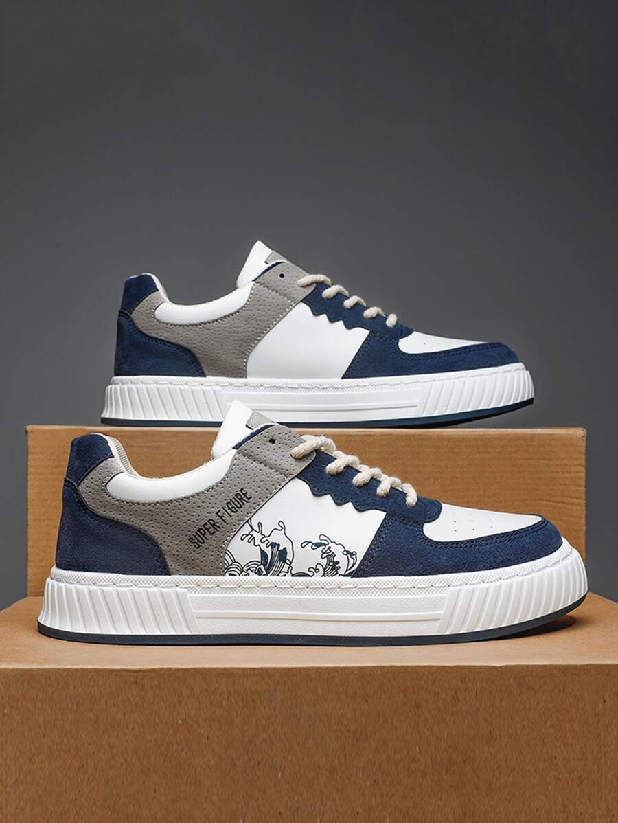 Giày thể thao nam Khối Màu Lá thư Ren lên - trắng - Xem 1