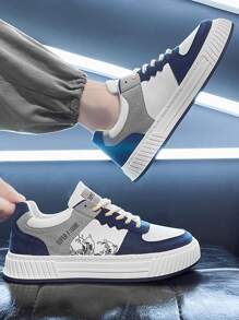 Giày thể thao nam Khối Màu Lá thư Ren lên - trắng - Xem 2