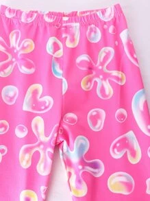 Girls Bubbles Print Snug Fit PJ Set - Pink - View 4