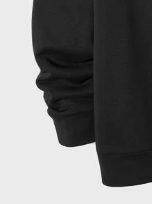 Manfinity VCAY 男士字母圖案連帽衫 - 黑色 - 查看 4