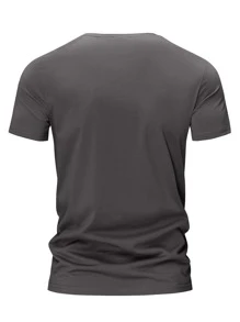 Hombres Camiseta con estampado de letra - Gris Oscuro - Ver 2
