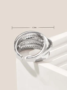 Andkiss 方晶鋯石裝飾開口戒指 - 銀色 - 查看 4