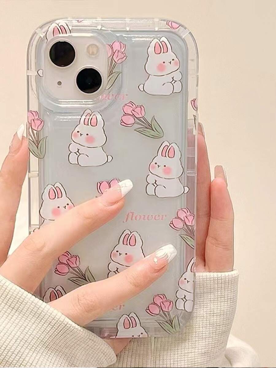 Cartoon Rabbit Pattern Phone Case - Multicolor - View 1