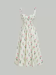 SHEIN MOD 滿版印花吊帶連衣裙