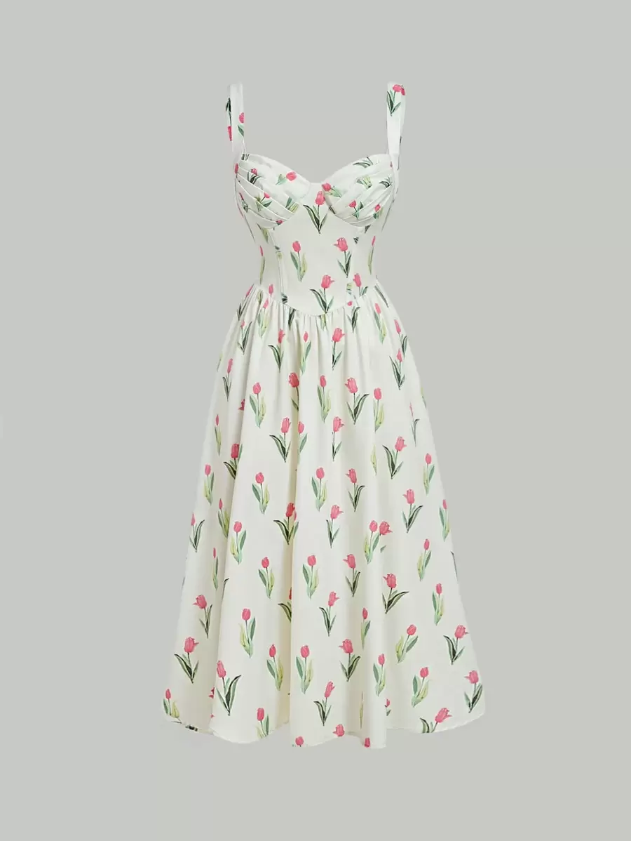 SHEIN MOD 滿版印花吊帶連衣裙