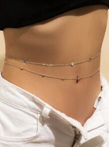 2入組唱片裝飾腰鏈 - 銀色 - 查看 1