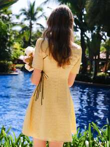 Đầm màu trơn Giải trí - Màu vàng - Xem 3