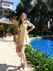 Đầm màu trơn Giải trí - Màu vàng - Xem 8