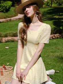 Đầm màu trơn Giải trí - Màu vàng - Xem 10