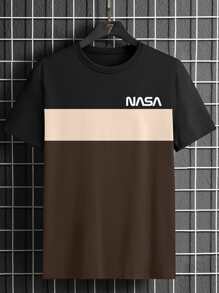 Manfinity Homme 男士字母圖案撞色T恤 - 彩色 - 查看 4