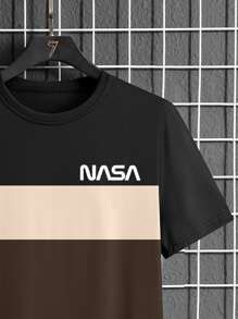 Manfinity Homme 男士字母圖案撞色T恤 - 彩色 - 查看 3