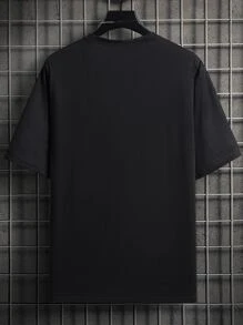 Manfinity Homme Tops Nam Slogan Giải trí - màu đen - Xem 2