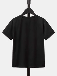 SHEIN Boys Skeleton & Slogan Graphic Tee - Black - View 2