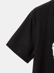 SHEIN Boys Skeleton & Slogan Graphic Tee - Black - View 3