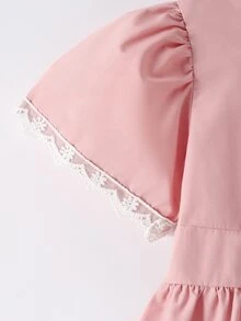 Bebé Vestido panel con encaje ribete con fruncido - Rosa - Ver 5