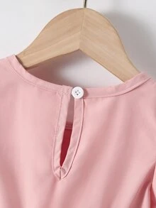 Bebé Vestido panel con encaje ribete con fruncido - Rosa - Ver 6