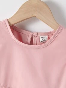 Bebé Vestido panel con encaje ribete con fruncido - Rosa - Ver 7