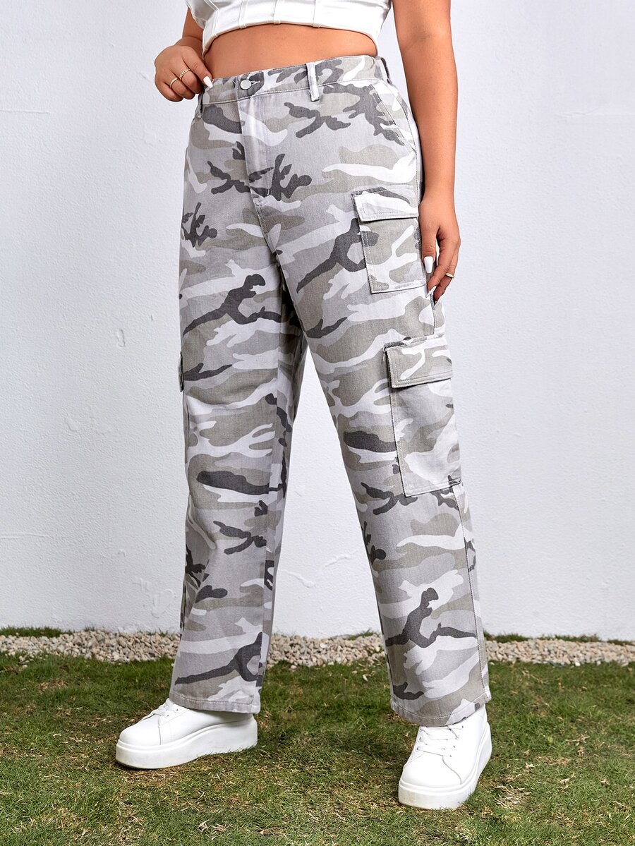 Plus Flap Pocket Cargo Jeans - Multicolor - View 1