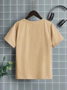 SHEIN Boys Letter Graphic Tee - Khaki - View 2