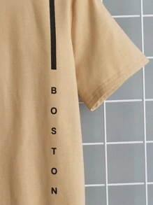 SHEIN Boys Letter Graphic Tee - Khaki - View 3