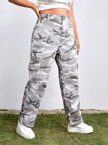 Plus Flap Pocket Cargo Jeans - Multicolor - View 4