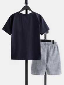 SHEIN Boys Cut And Sew Tee & Shorts - Multicolor - View 2