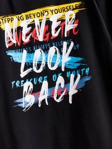 SHEIN Boys Slogan Graphic Tee & Shorts - Multicolor - View 4