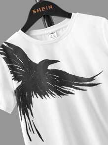 SHEIN Tween Boy Eagle Print Tee & Shorts - White - View 4