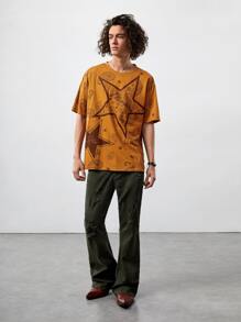 ROMWE MEN Guys Paisley Print Tee - Brown - View 3