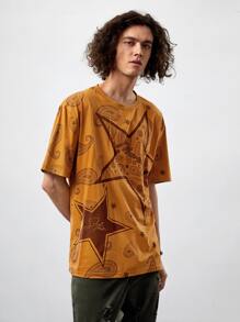 ROMWE MEN Guys Paisley Print Tee - Brown - View 4