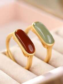 2入組男士幾何裝飾戒指銅 - 彩色 - 查看 1