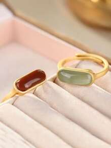2入組男士幾何裝飾戒指銅 - 彩色 - 查看 2