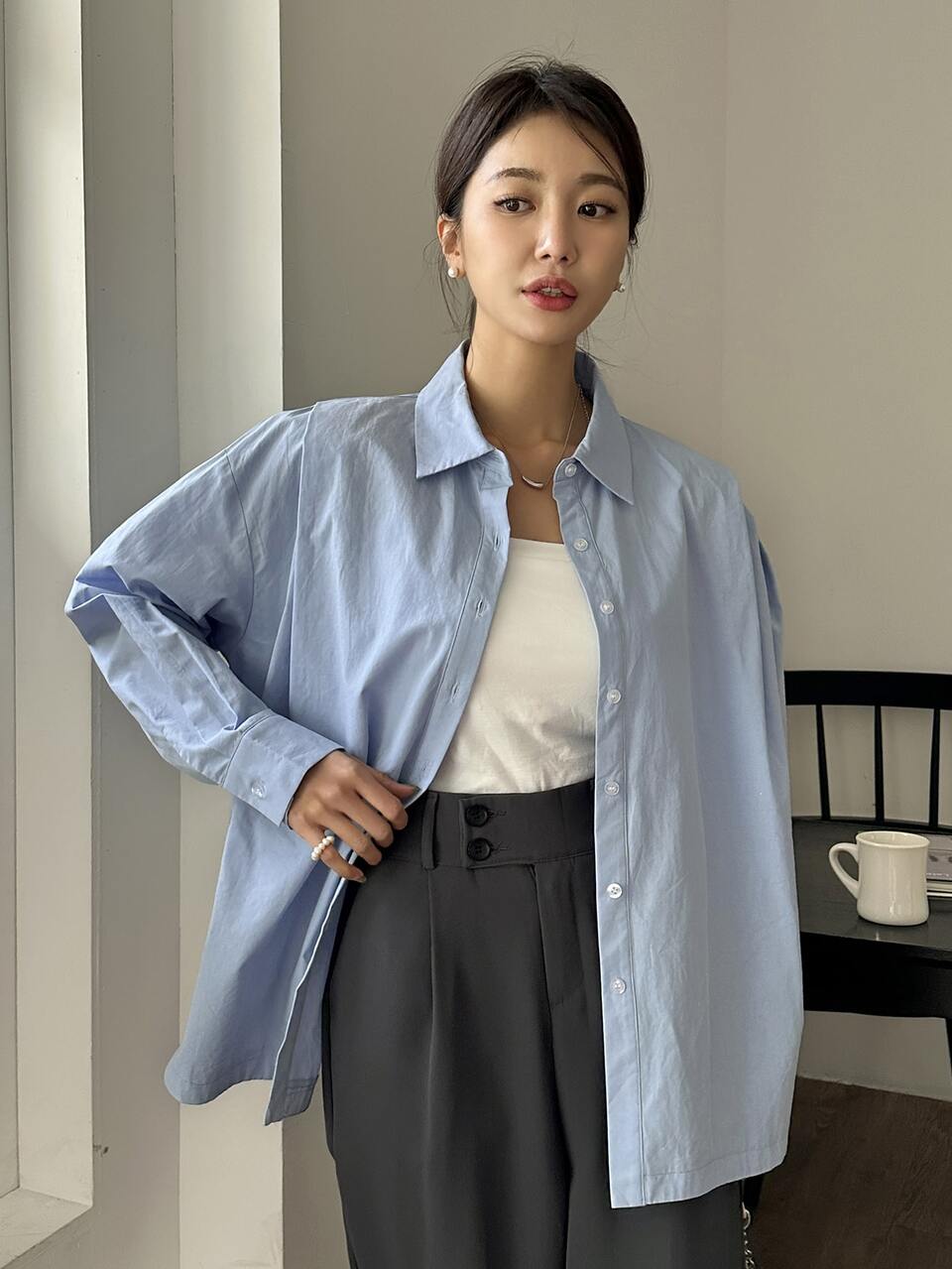 Puff Sleeve Button Front Shirt