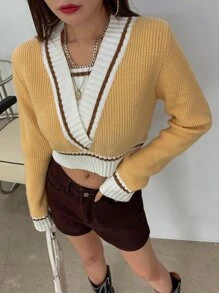 DAZY Jersey crop unido en contraste - Amarillo - Ver 7