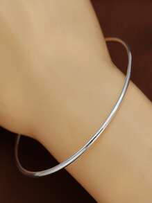 10 件纯银色手镯，适合女士，简约珠宝礼物，情人节 - 銀色 - 查看 4