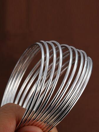 Set de 10 brazaletes tipo bangle de color plata simple para mujeres, regalos de joyería minimalista para ella, día de San Valentín