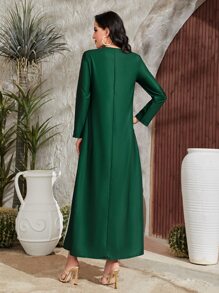 Al Najma Đầm Hoa Khiêm tốn - Màu xanh lá cây đậm - Xem 2