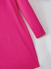 SHEIN Girls Star Pattern Sequin Dress - Hot Pink - View 4