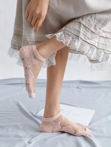 5雙花卉圖案短襪 - 彩色 - 查看 2