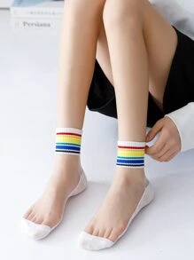 Calcetines de tripulación de rayas de arcoíris - Multicolor - Ver 3